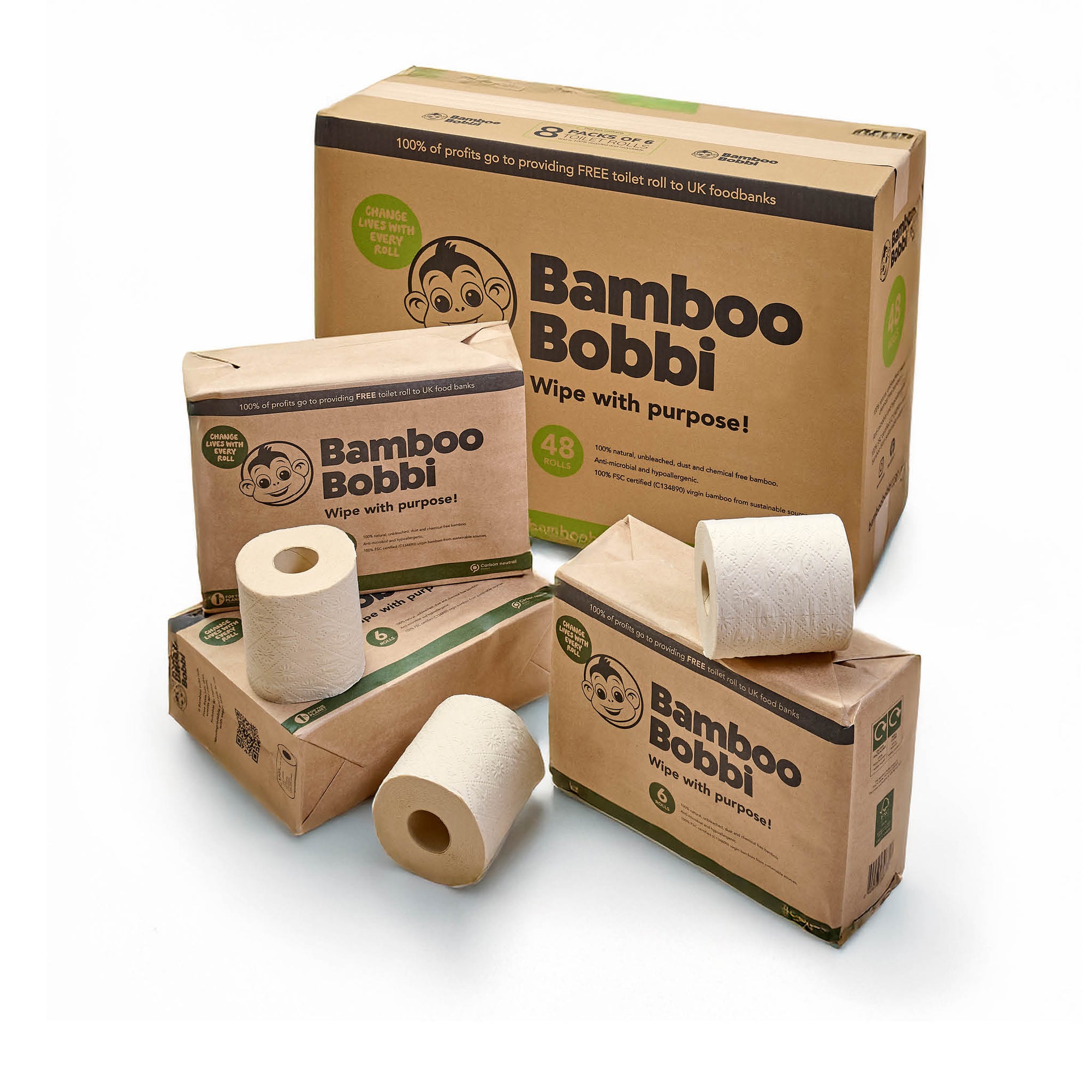 48 Pack - Bamboo Bobbi Toilet Roll