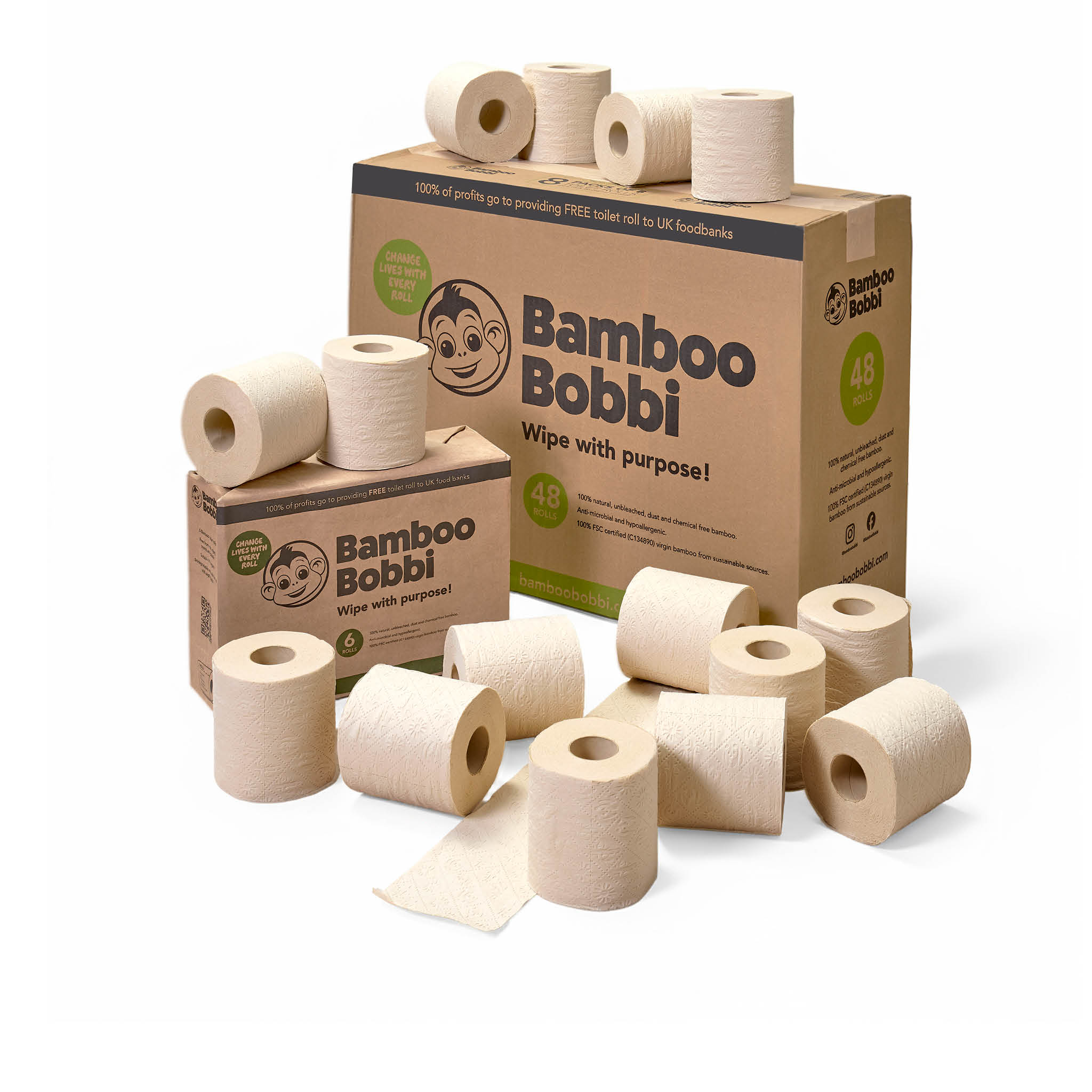 48 Pack - Bamboo Bobbi Toilet Roll